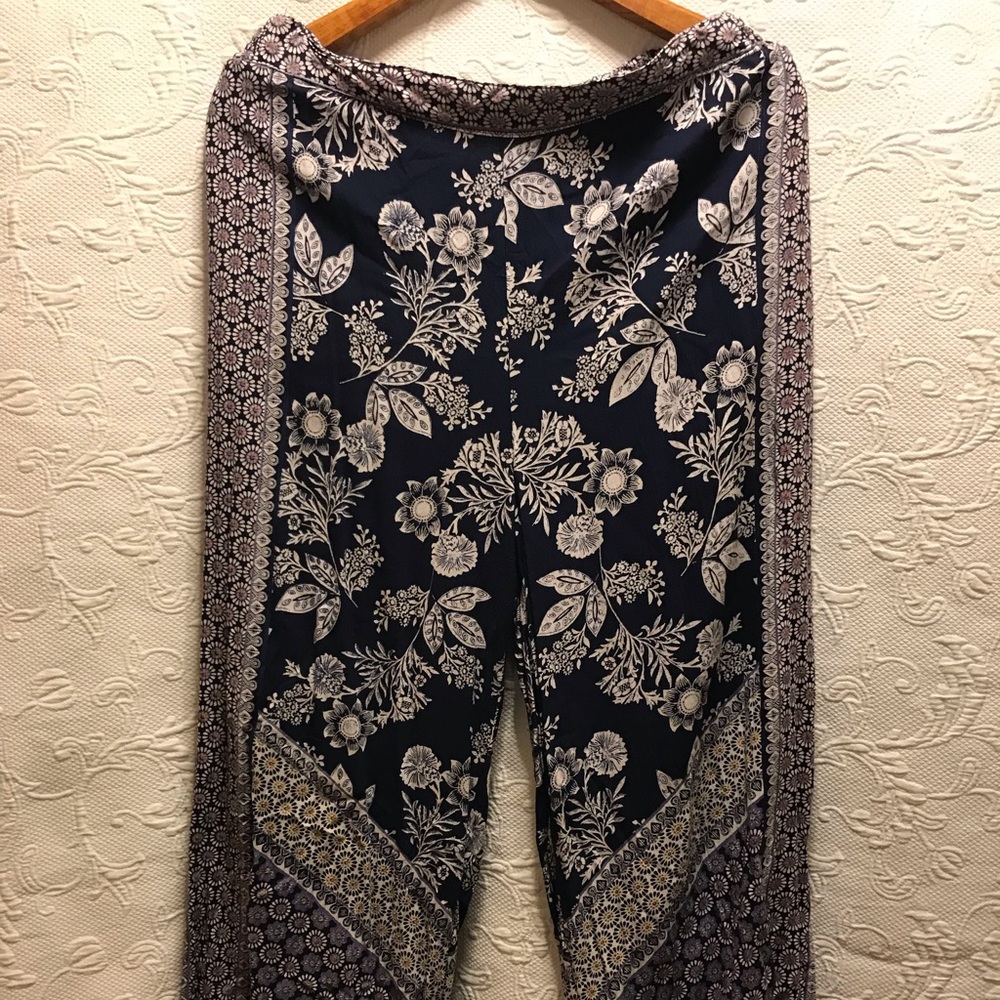 Wide Leg Elastic Waist BOHO Pants size Large